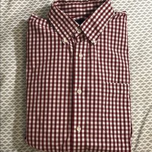 Land’s End Maroon Gingham Non-Iron Shirt (M)